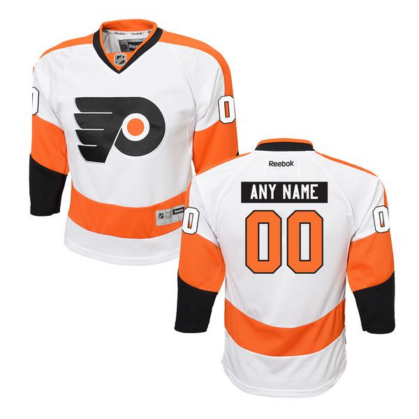 Youth Philadelphia Flyers Reebok White Custom Premier Away NHL Jersey